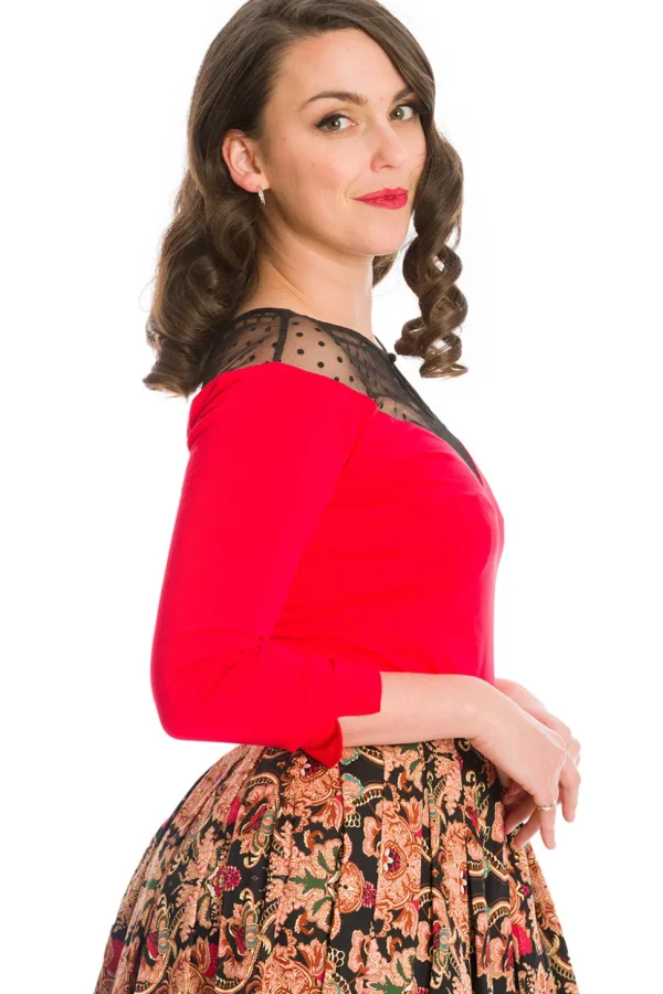 Banned Evita Evening 50's Top Red