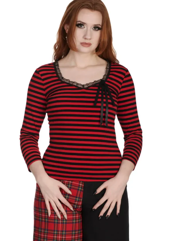 Banned Fade Into You Striped Top Black Red