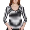 Banned Fade Into You Striped Top Black White