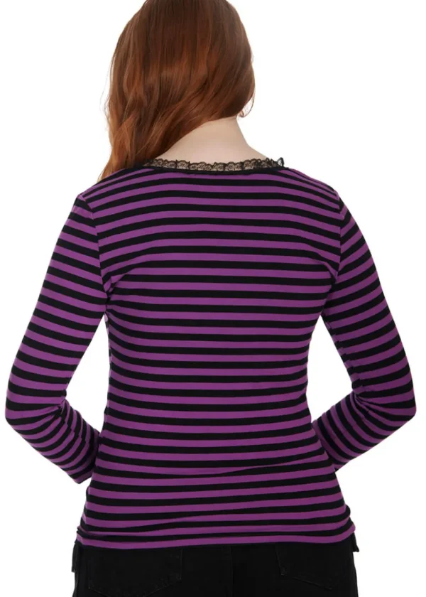 Banned Fade Into You Striped Top Black Violet