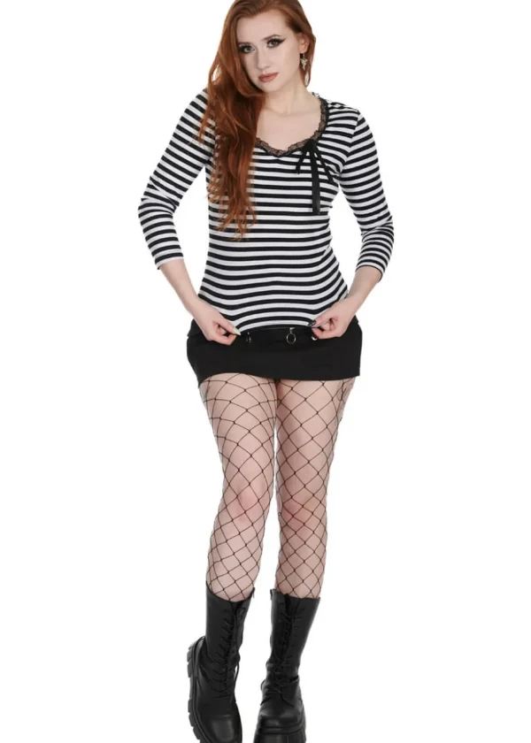 Banned Fade Into You Striped Top Black White