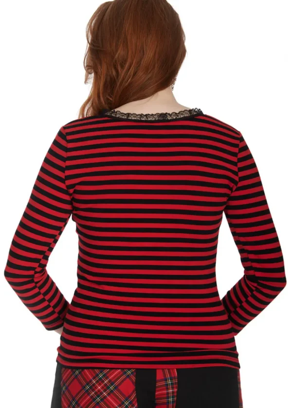 Banned Fade Into You Striped Top Black Red