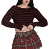 Banned Frances Striped Longsleeve Burgundy Black