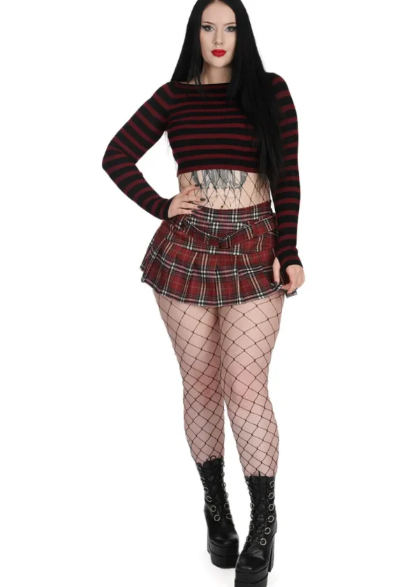 Banned Frances Striped Longsleeve Burgundy Black