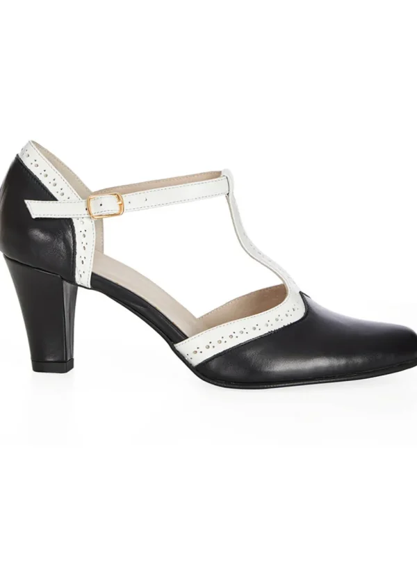 Banned Galore Leren 50's Pumps Zwart Wit
