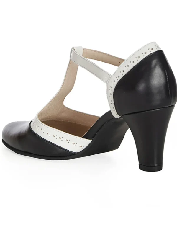 Banned Galore Leren 50's Pumps Zwart Wit