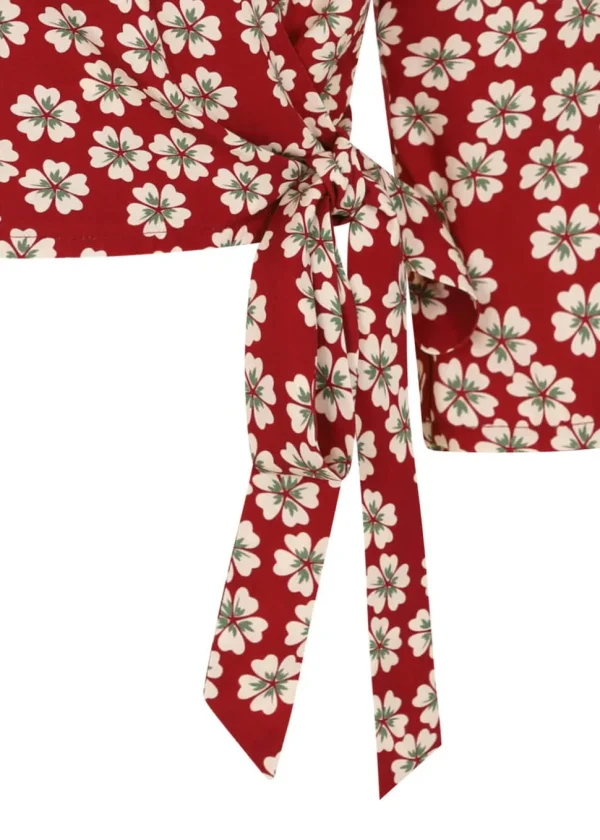 Banned Gracie Blossom 40's Wrap Blouse Red
