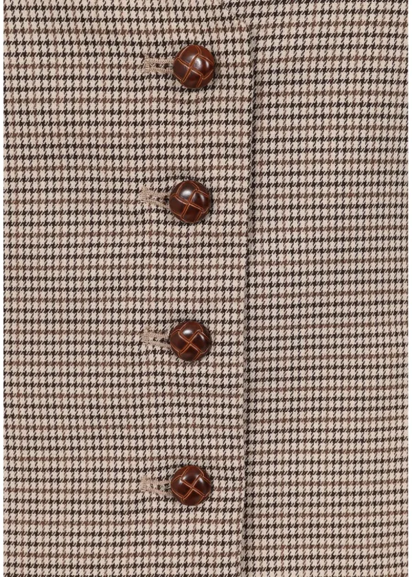 Banned Hallie Houndstooth 40's Waistcoat Brown