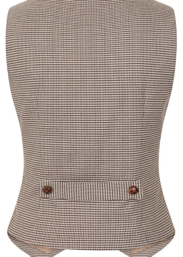 Banned Hallie Houndstooth 40's Waistcoat Brown