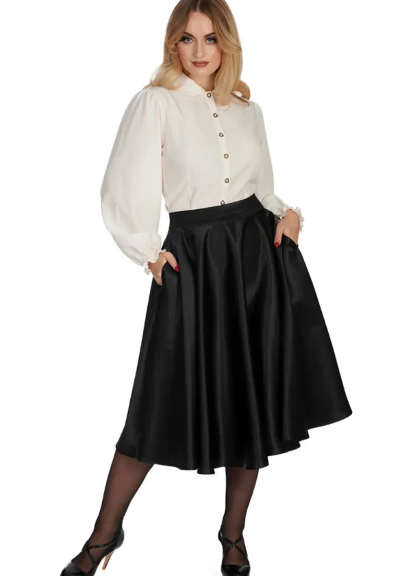 Banned Hazel Satin Sparkle 50's Swing Skirt Black