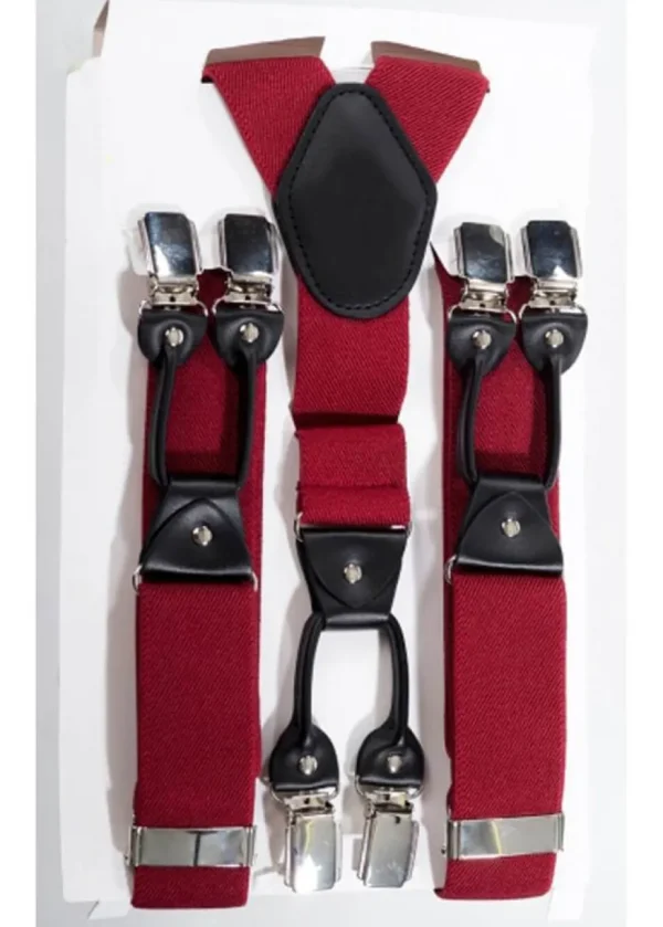 Banned Heren Plain Rockabilly Braces Red