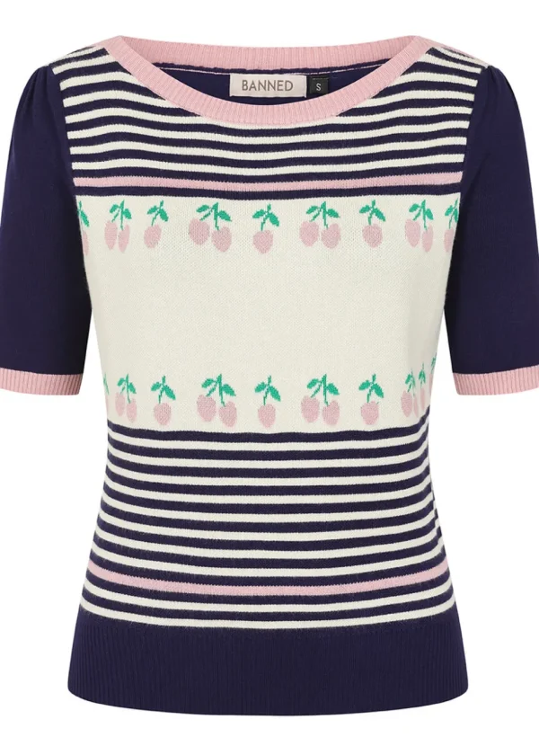 Banned Jolene Cherries Jumper in Navy