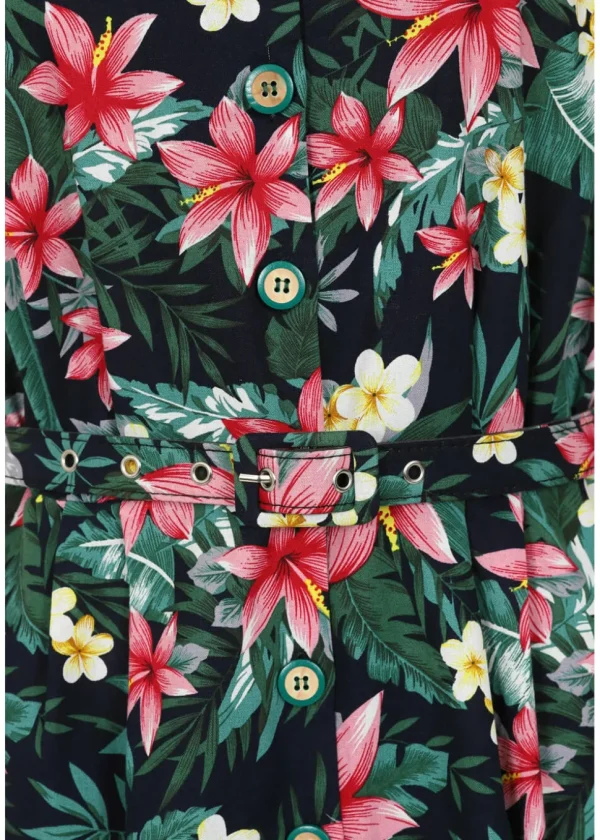 Banned Kate Tropical 40's Dress Navy