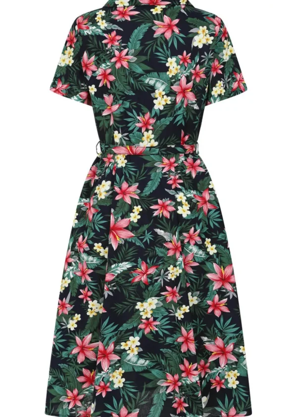 Banned Kate Tropical 40's Dress Navy