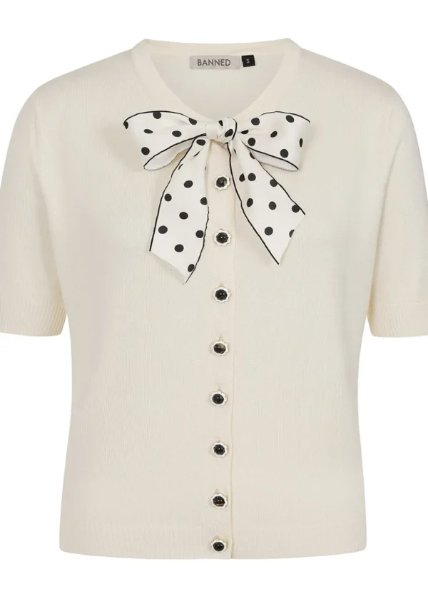Banned Lady Luck Bow 40's Cardigan Cream