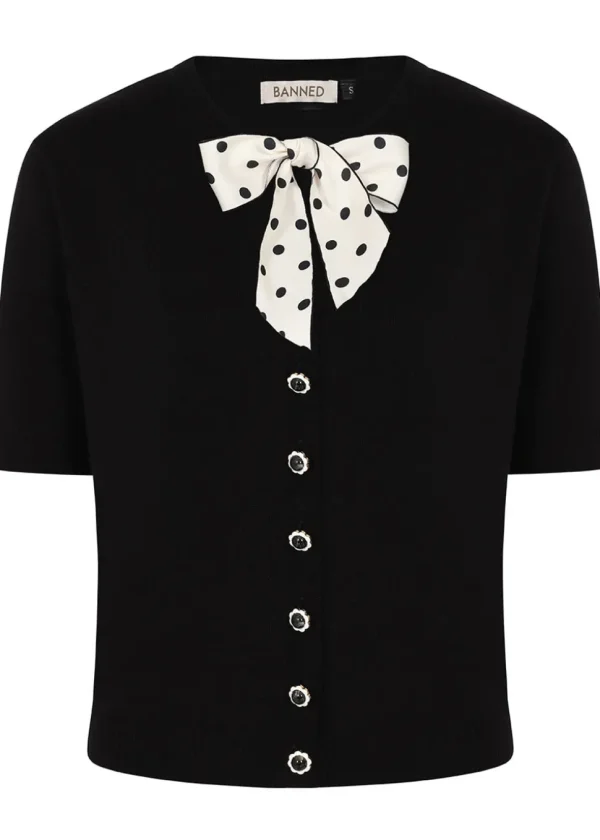 Banned Lady Luck Bow 40's Cardigan Black