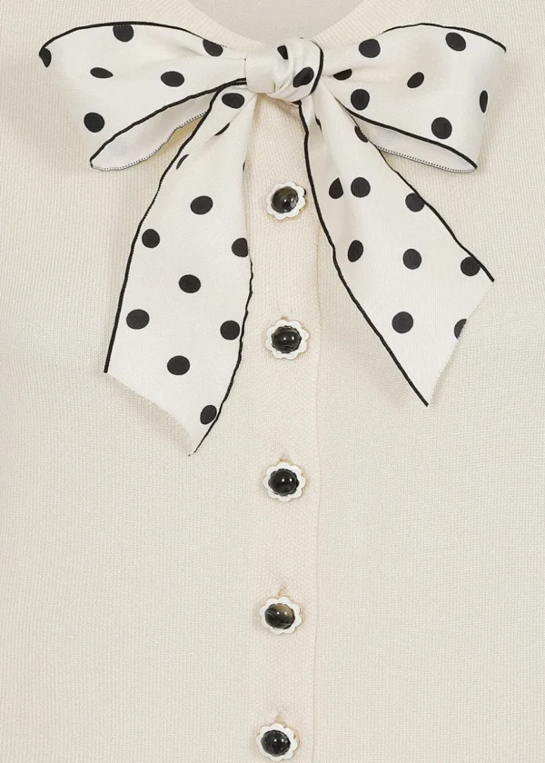 Banned Lady Luck Bow 40's Cardigan Cream