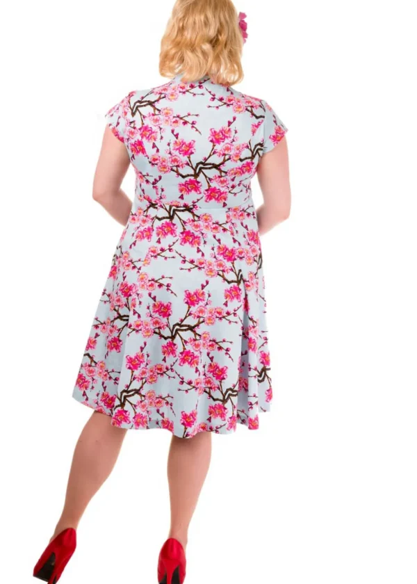 Banned Last Dance Cherry Blossom 50's Swing Dress Blue