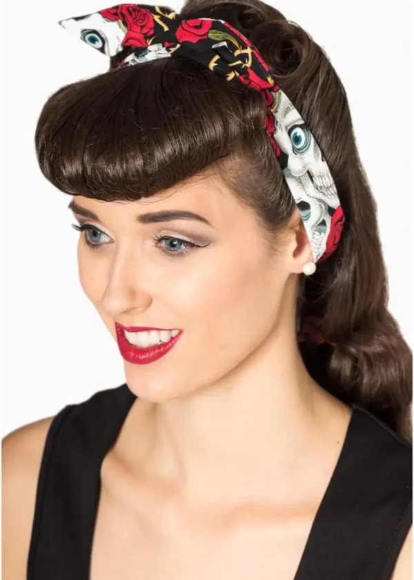 Banned Layna Skull & Rose Bandana Multi