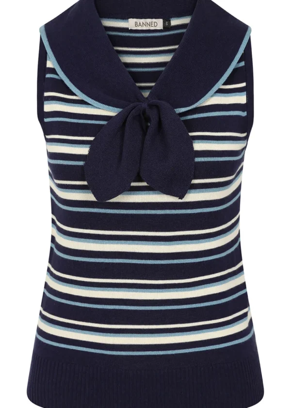 Banned Maisie Striped Jumper Navy Blue