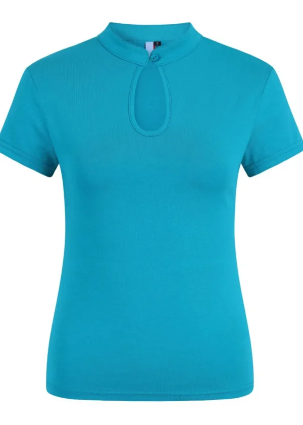 Banned Mandarin Collar 50's Top Turquoise