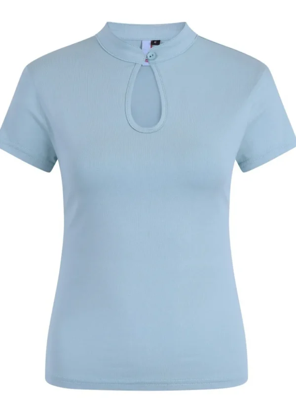 Banned Mandarin Collar 40's Top Blue