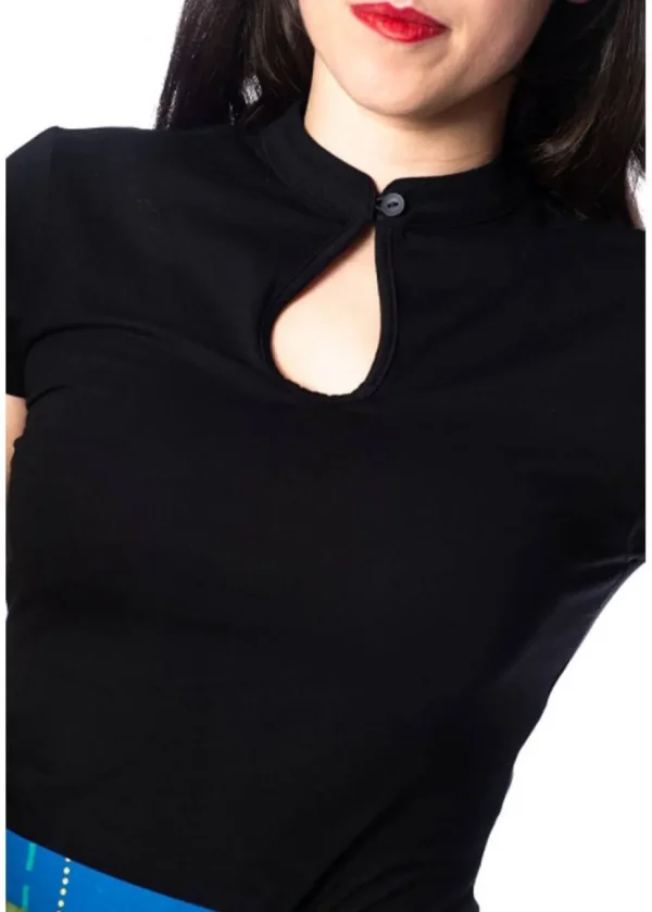 Banned Mandarin Collar 40's Top Black