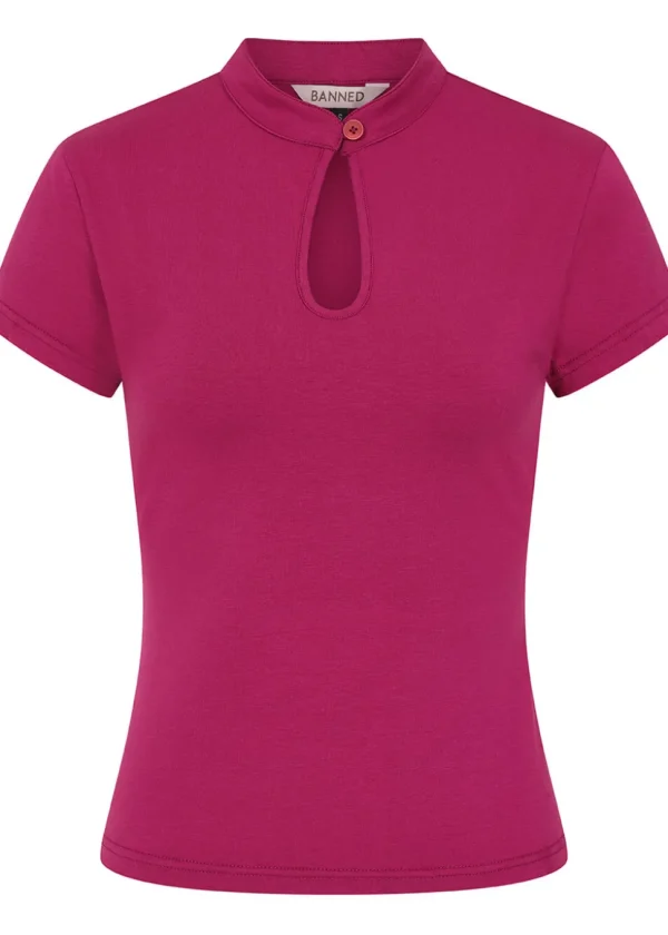 Banned Mandarin 50's Collar Top in Mauve