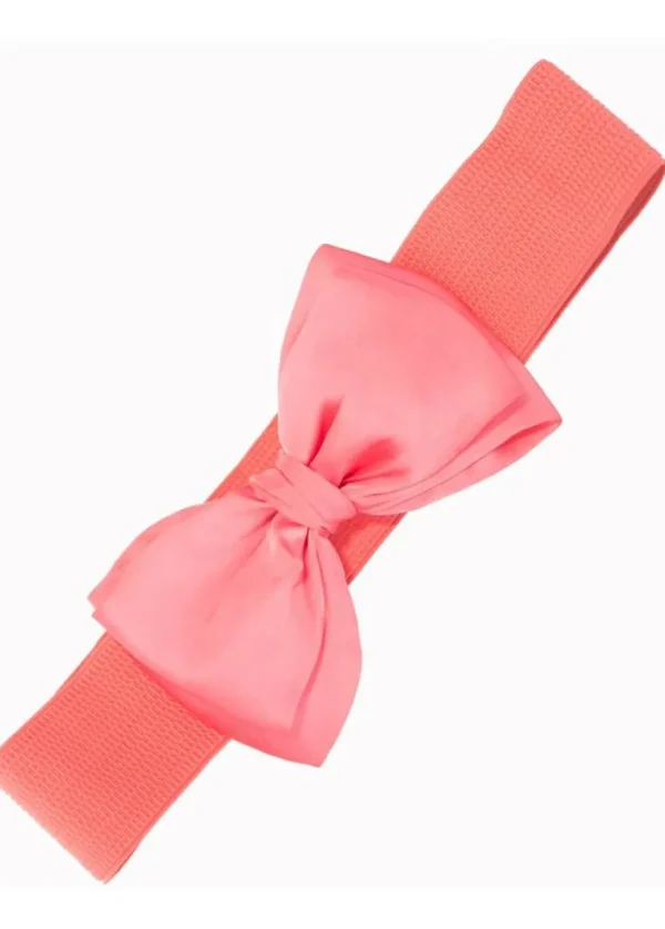 Banned Maria Bow Retro 50's Elastic Belt Coral