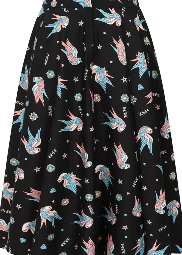 Banned Marilou Swallows 50's Swing Skirt Black