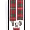 Banned Mens Tartan Rockabilly Braces Green