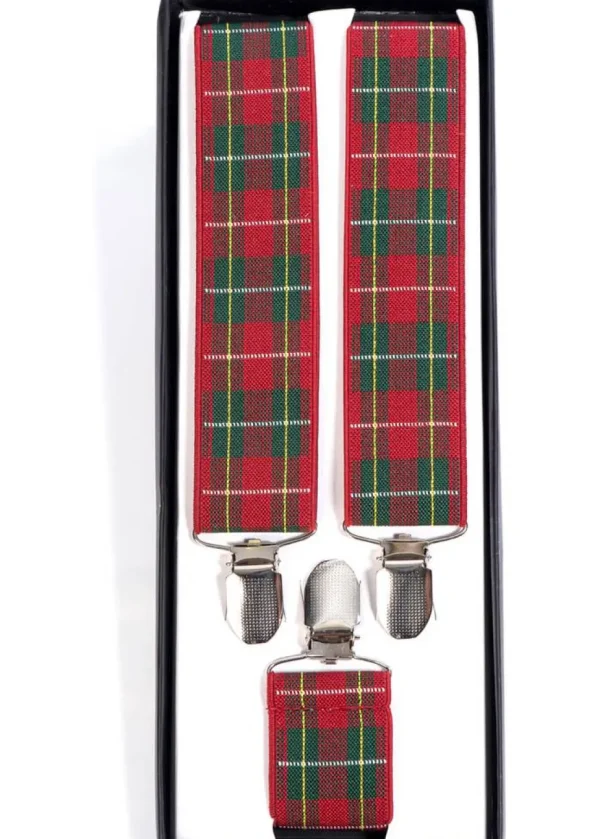 Banned Mens Tartan Rockabilly Braces Green
