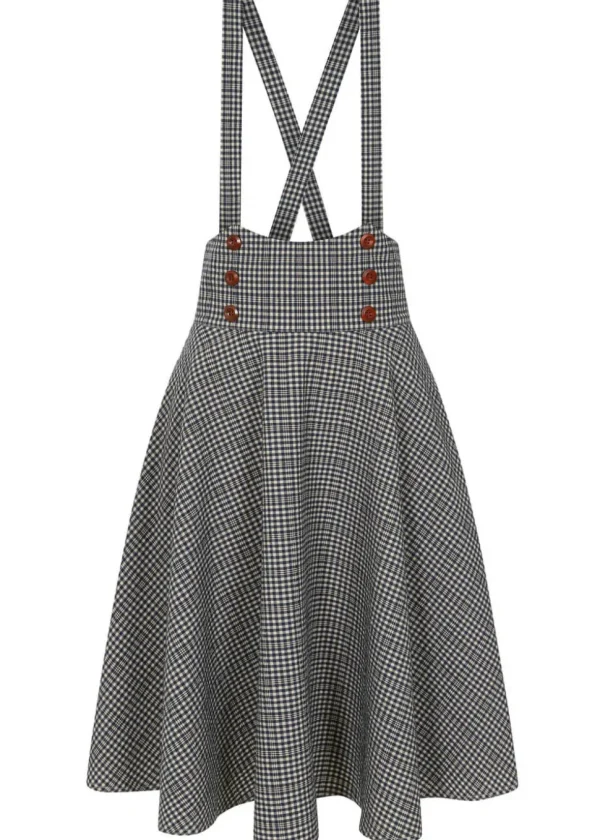 Banned Moana Check 40's Swing Skirt Blue