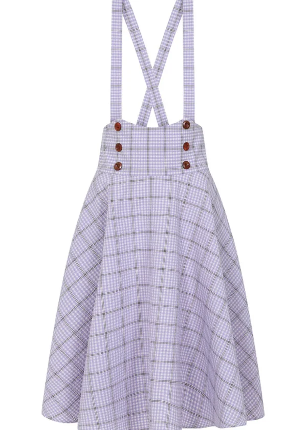 Banned Moana Check 40's Swing Skirt Lilac