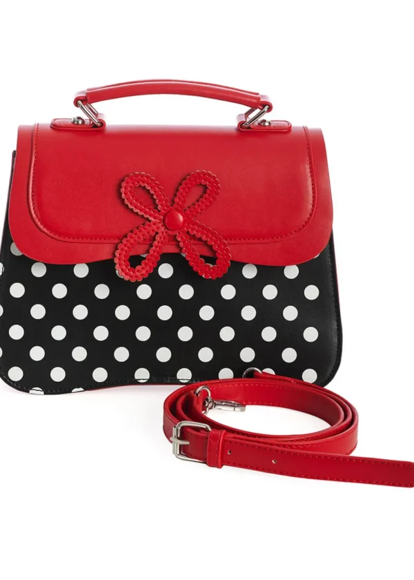 Banned Noelle Bow Polkadot 50's Bag Red