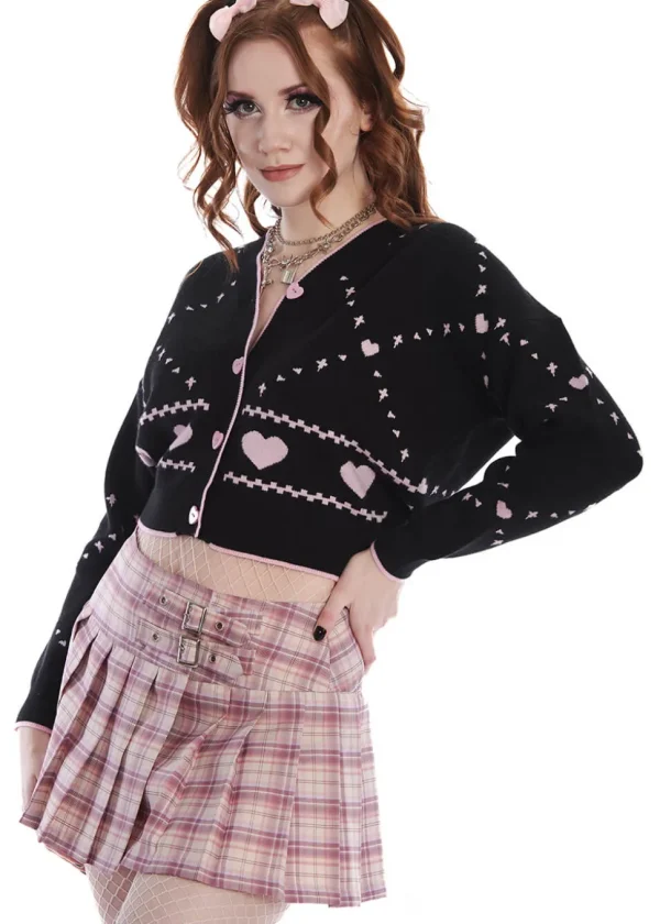 Banned Nori Hearts Cardigan Black