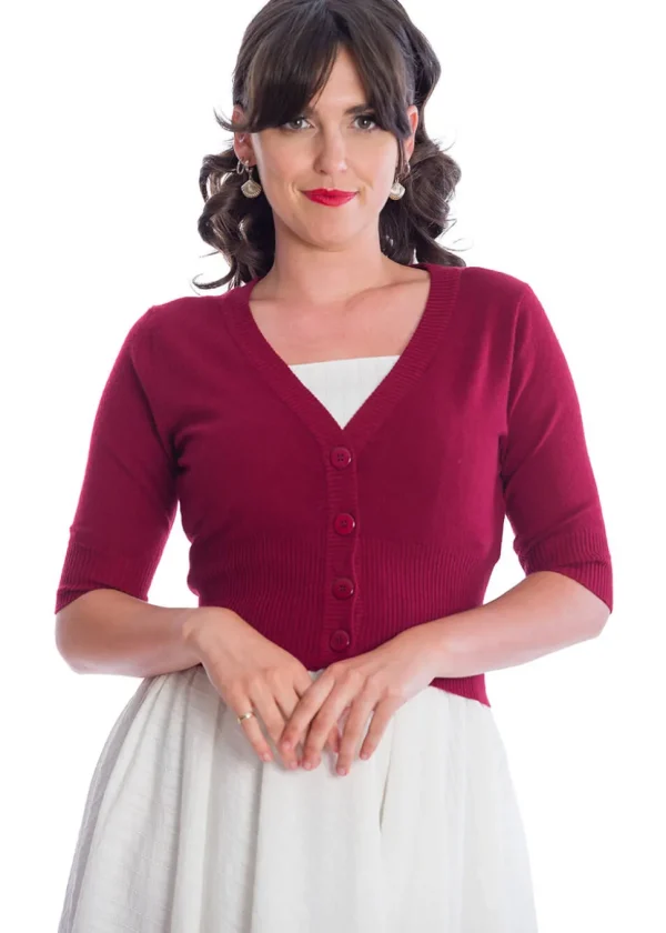 Banned Overload 50's Cardigan Dark Red