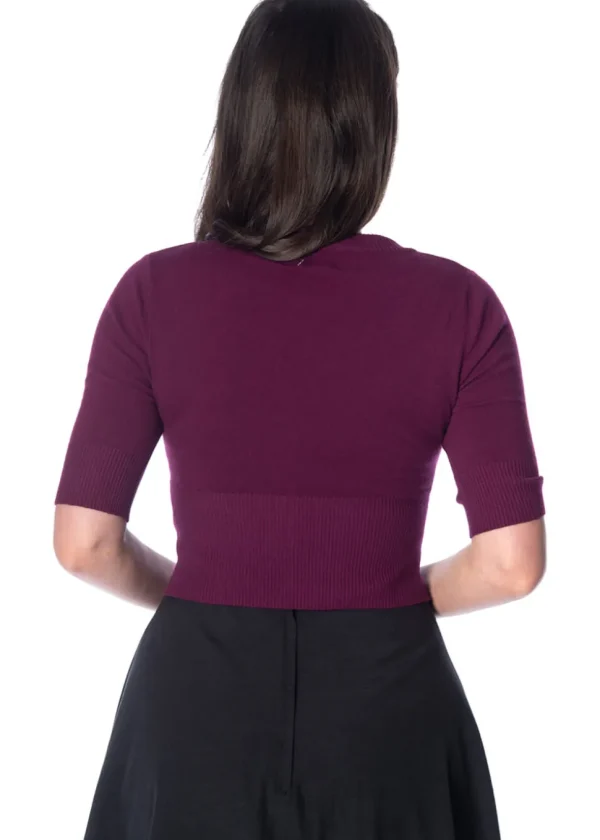 Banned Overload 50's Cardigan Aubergine Purple