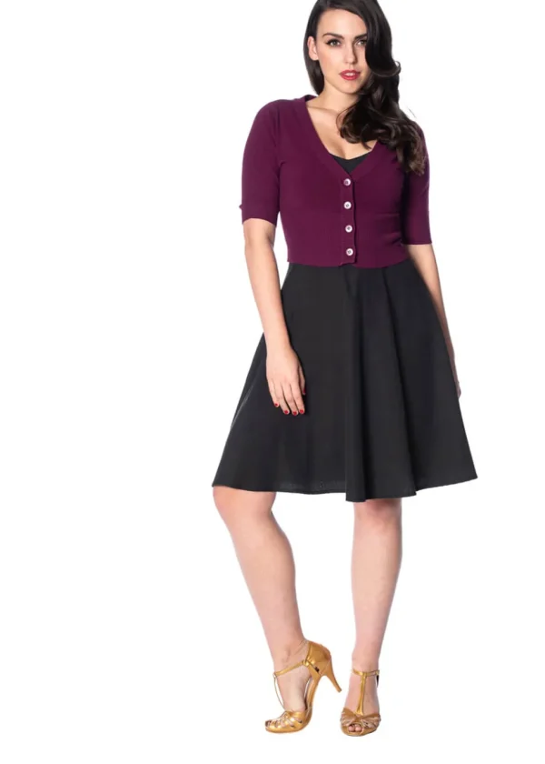 Banned Overload 50's Cardigan Aubergine Purple