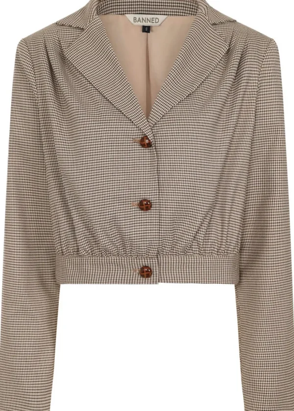 Banned Robin Houndstooth 40's Jacket Brown