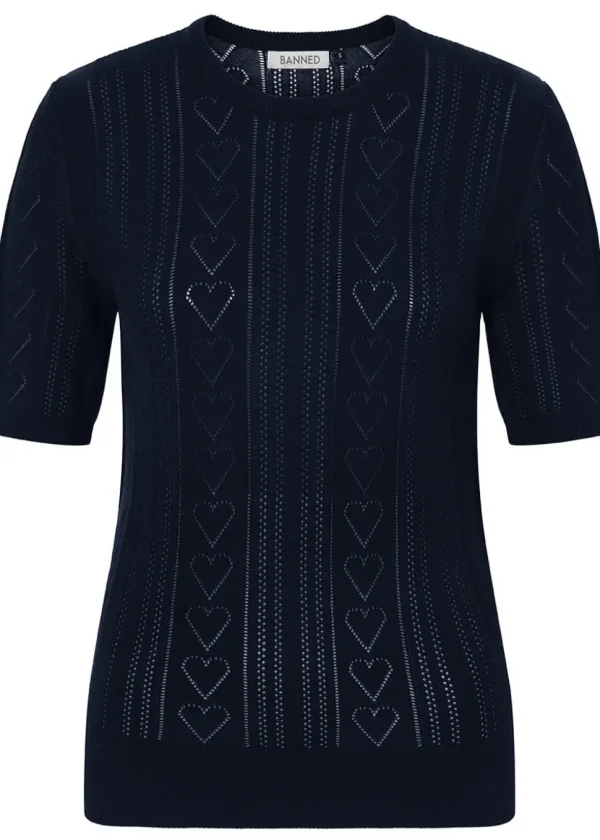 Banned Ruby Heart Jumper Navy Blue