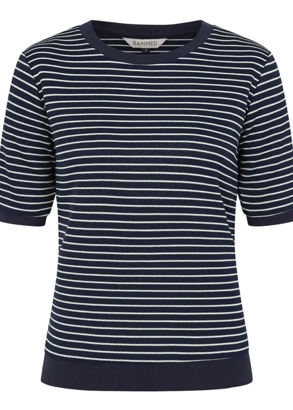 Banned Ruby Sail Stripe Jumper Navy Blue