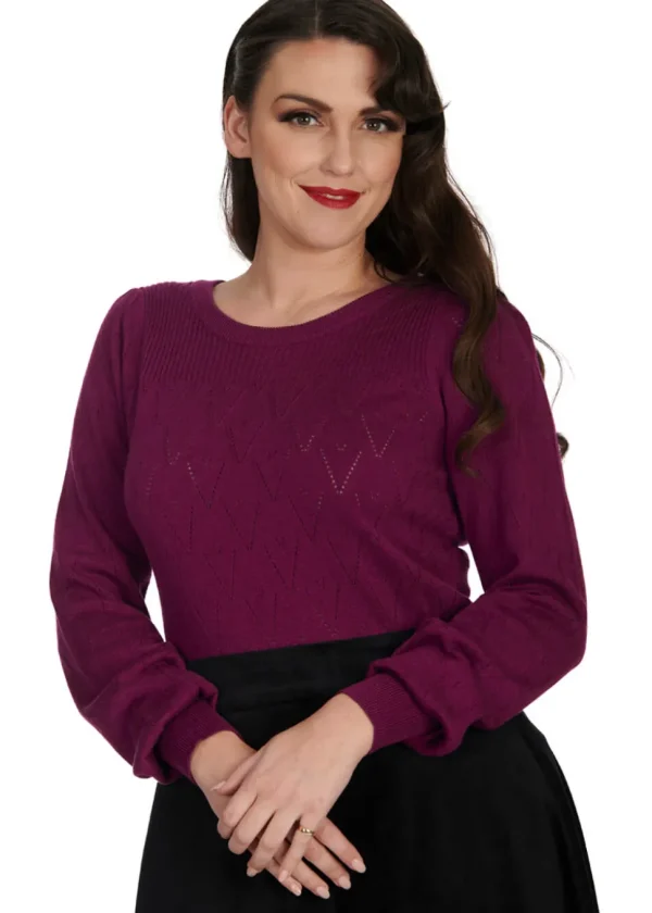 Banned Ruth Pointelle 40's Jumper Magenta