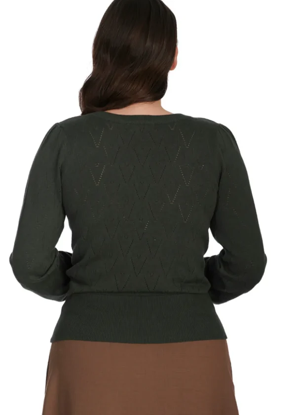 Banned Ruth Pointelle 40's Jumper Olive Green