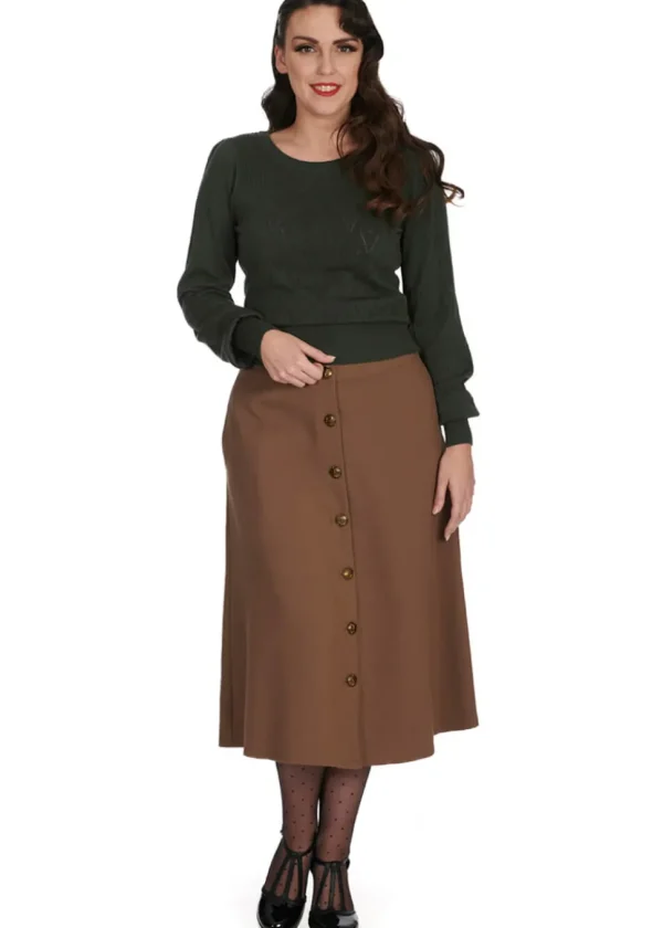 Banned Ruth Pointelle 40's Jumper Olive Green