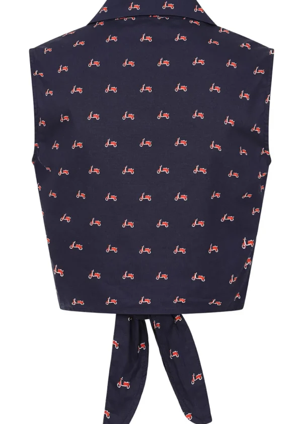 Banned Sandy Vespa 60's Blouse Navy Blue