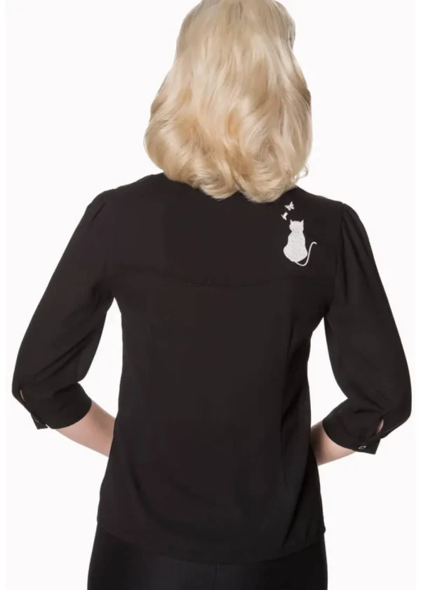 Banned Snow Bird Cat Blouse Black