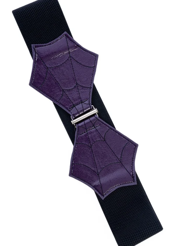 Banned Spiderweb Bow Elastic Belt Purple