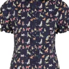 Banned Star Woof Dogs Blouse Navy Blue
