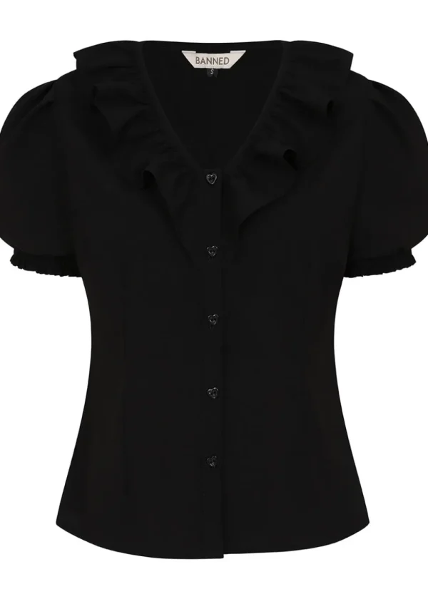 Banned Summer Sweetheart 40's Blouse Black